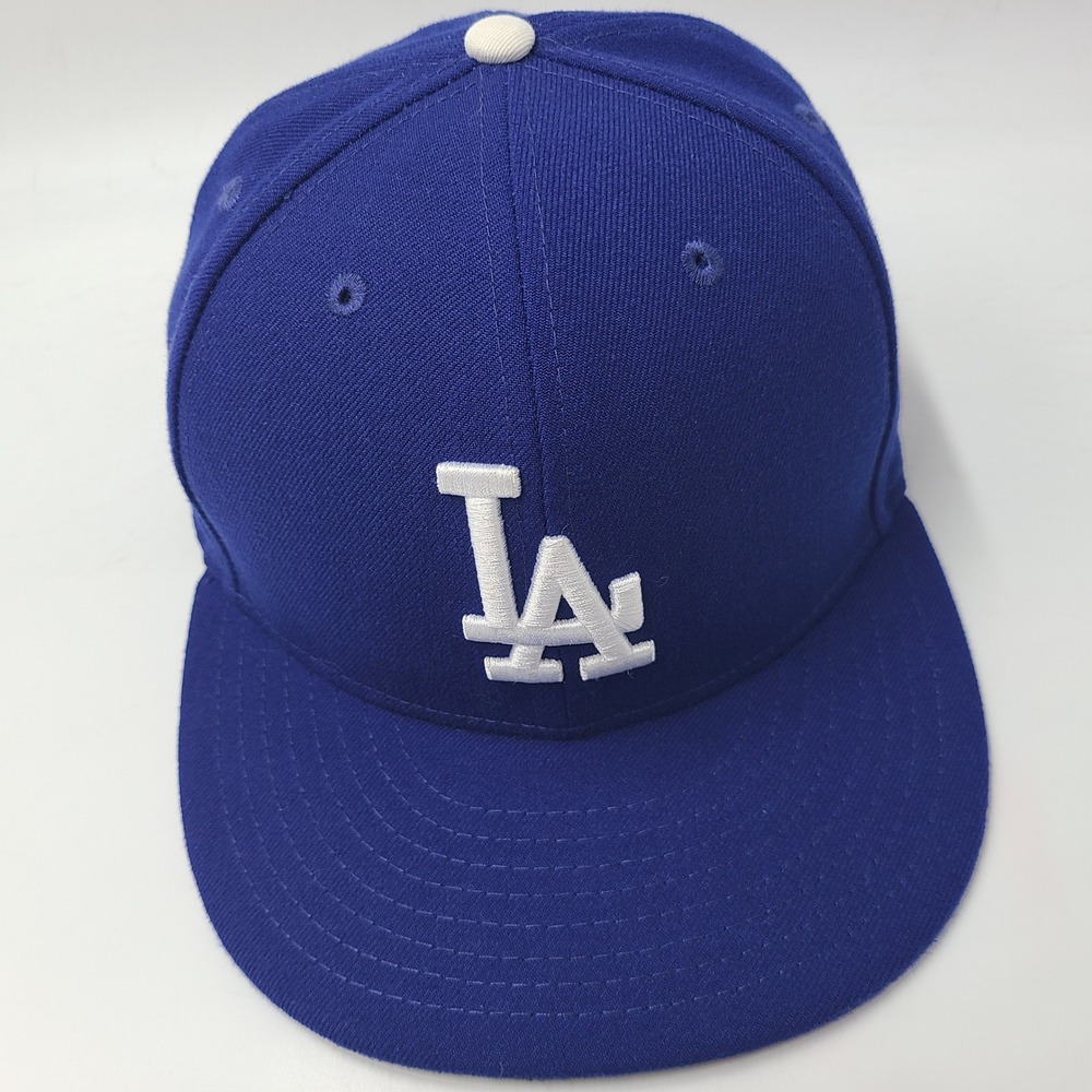 Los Angeles Dodgers Hat Fitted 7 1/2 New Era 59Fifty Blue White MLB Baseball Men